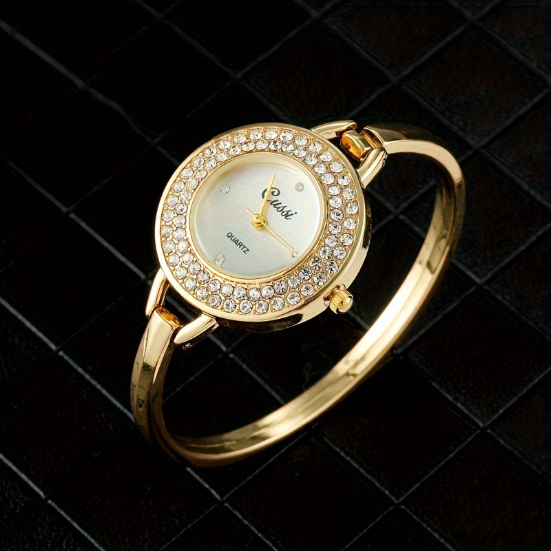 

Women's Watch Luxury Rhinestone Quartz Bracelet Watch Golden Fashion Analog Bangle Cuff Wrist Watch