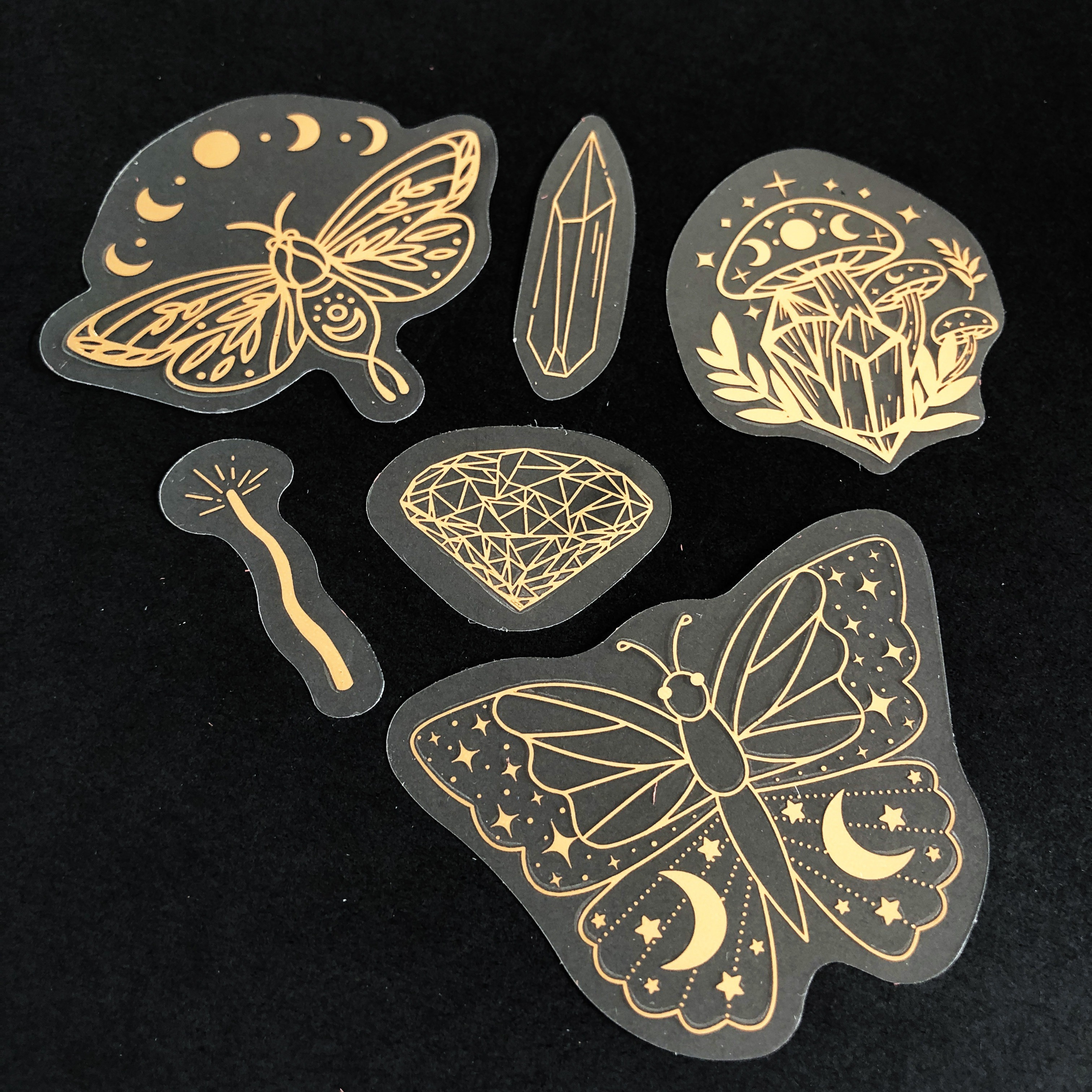 Rose Gold Stickers Transparent Pet Mysterious Butterfly Moon - Temu