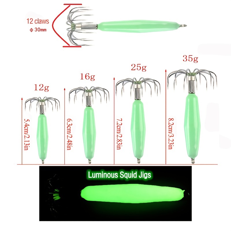 Luminous Squid Jig Hooks Jig Hard Bait Stainless Steel Hooks - Temu