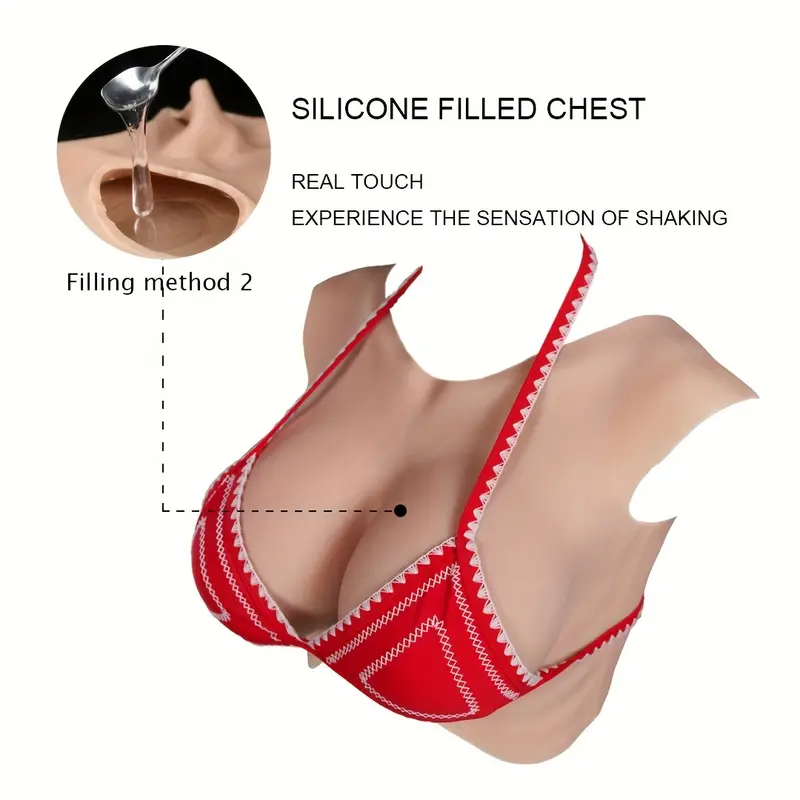 1pc High Elasticity Solid Silicon Breast Form Suitable For C/d Cup With  Realistic Touch, Perfect For Cosplay, Comes With Vest Design