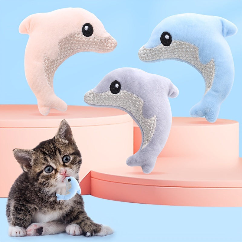 

Jouet Teaser en peluche pour animal de compagnie, 3 pièces, couleur aléatoire, Design dauphin mignon, jouet interactif pour chat et chien