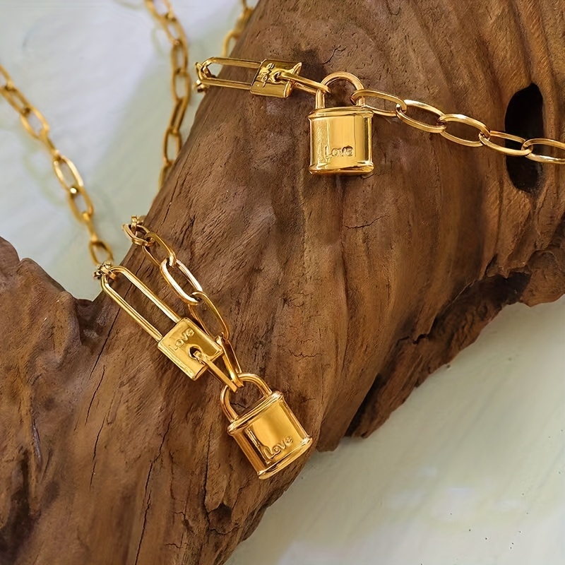 stainless steel gold chain for lv lock
