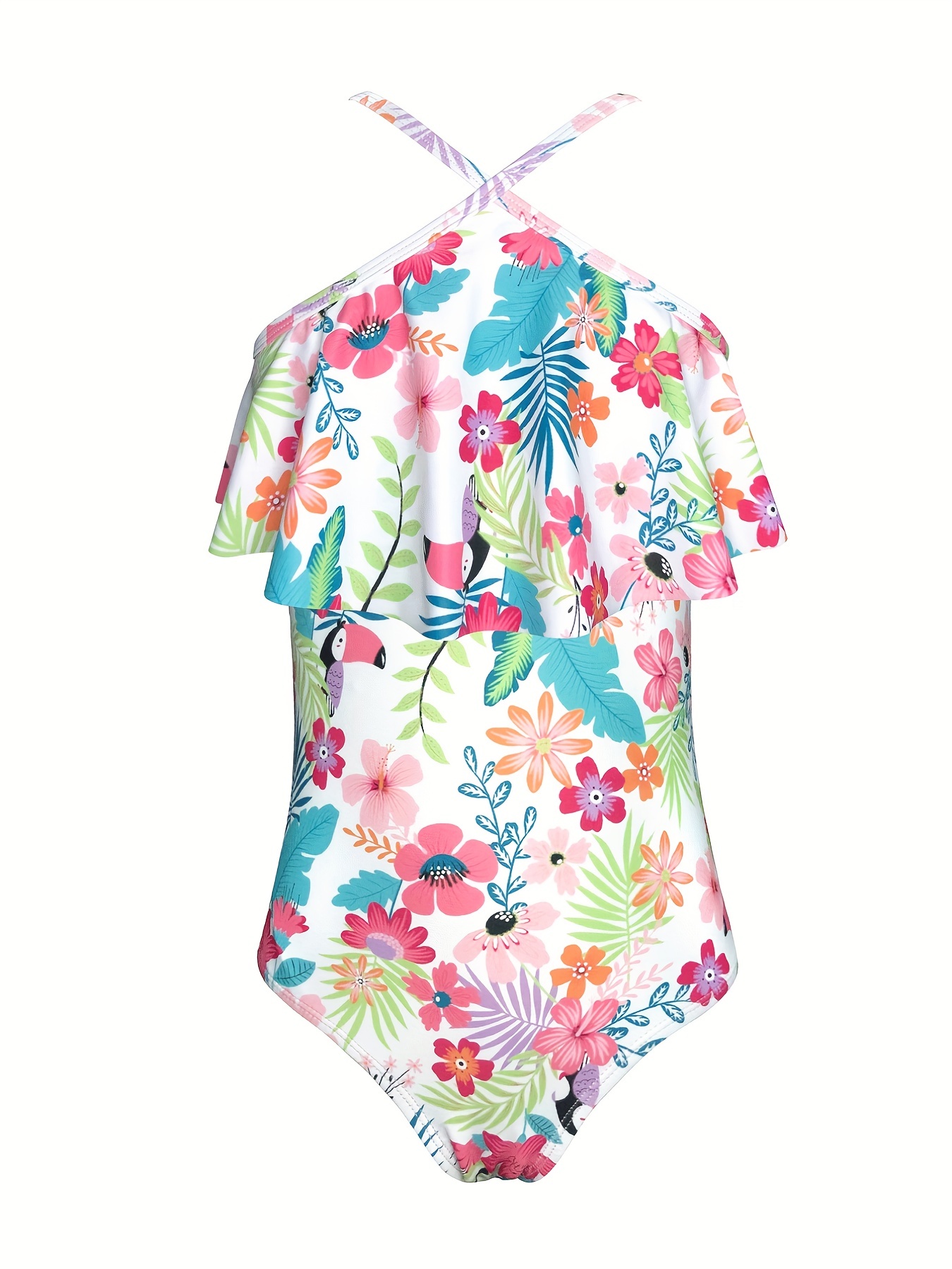 Buy SHEKINI Girls Leopard Print Bathing Suits Ruffle One Piece Swimsuits  Cute Beachwear, Lemon Yellow, 6 Years at