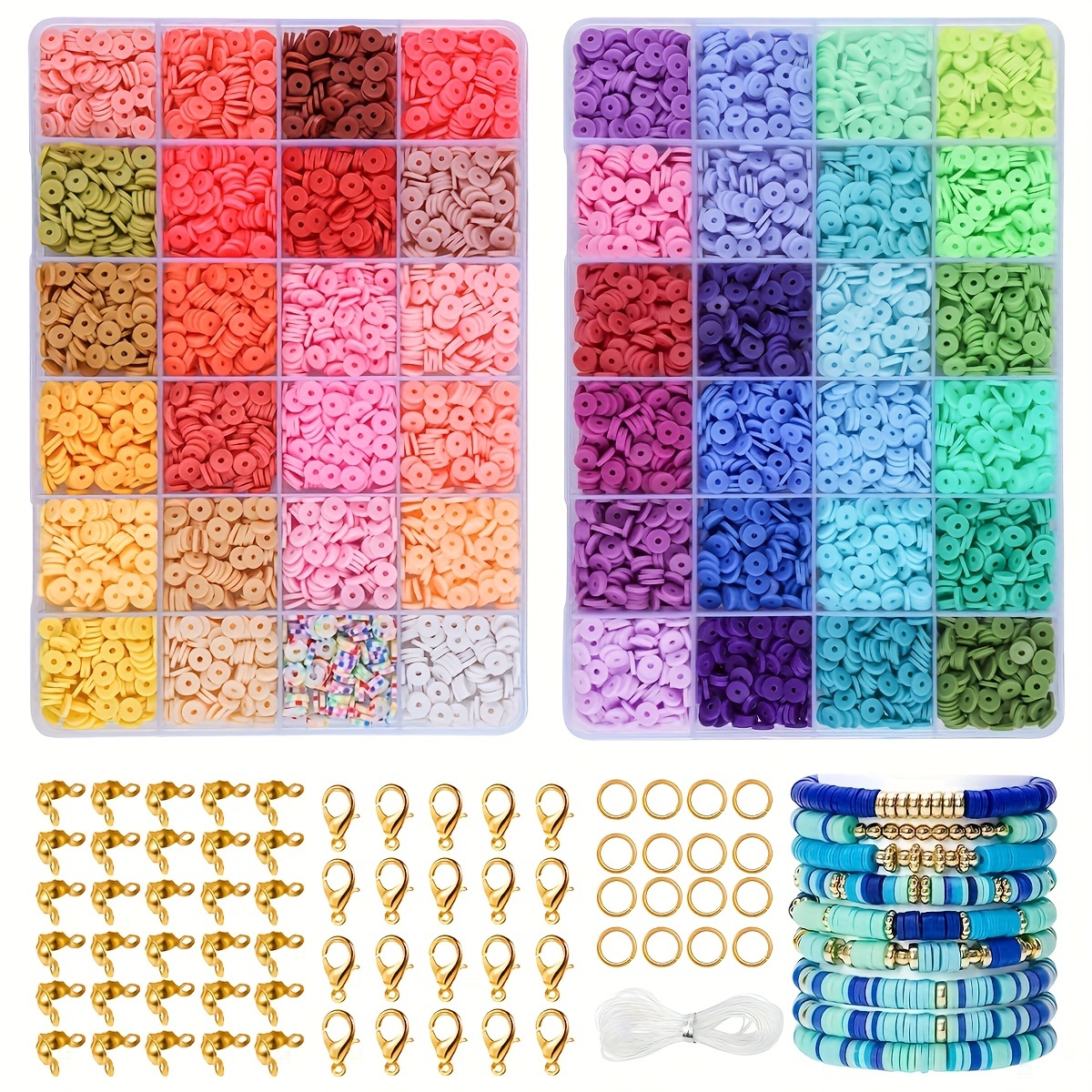 Diy Clay Beads Set For Bracelet Making Kit Colorful Flat - Temu Austria