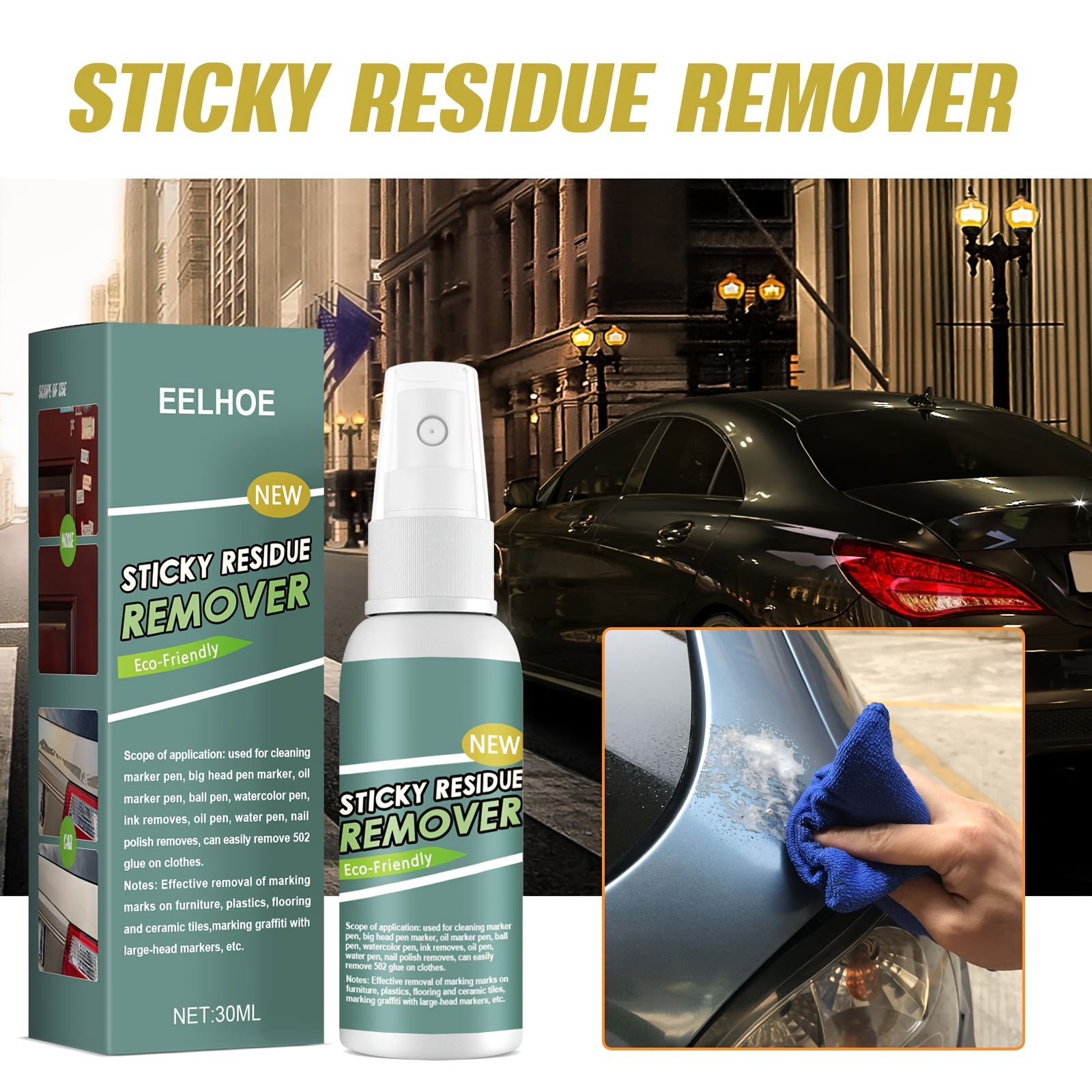 Car Sticker Remover Window Sticky Residue Remover Car Window Film Adhesive  Sticker Cleaning Spray Glue Cleaning Agent