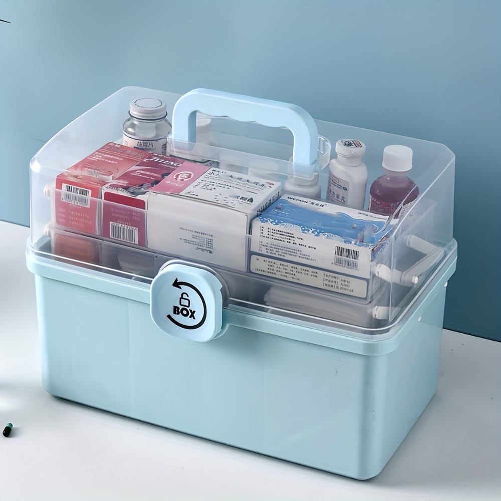 1Pc Multi-function Medicine Cabinet Large Capacity Storage Tote Deck Tough  Box Durable Plastic Household Organizer Bins Home Storage Medicine Box