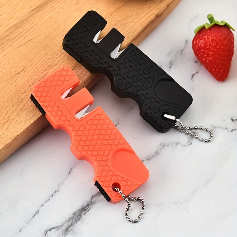 2 Keychain Knife Sharpener Ceramic and Carbon Steel Blades Camping Hunting