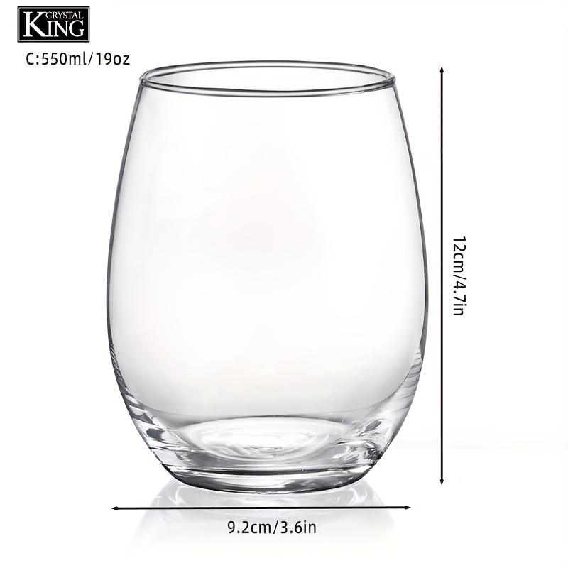 4pcs KING CRYSTAL Stemless Wine Glasses, 20oz Clear Glasses, Summer Drinks  Glasses Wine Glasses Set, Dishwasher Safe