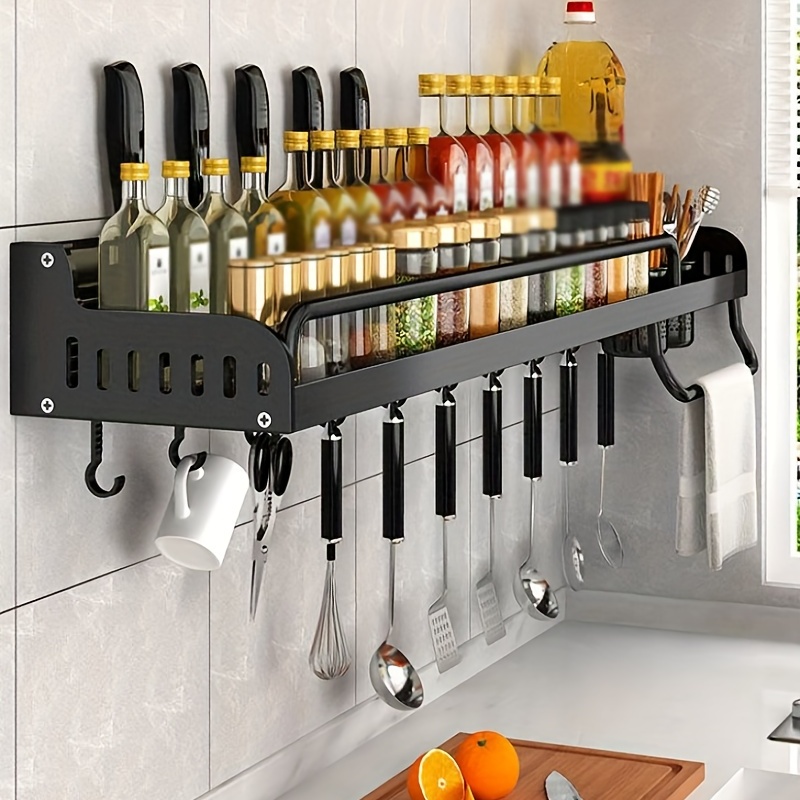 Punch-free Kitchen Spice Rack Wall-mounted Dish Drying Rack Thickened  Material Dish Rack Up And