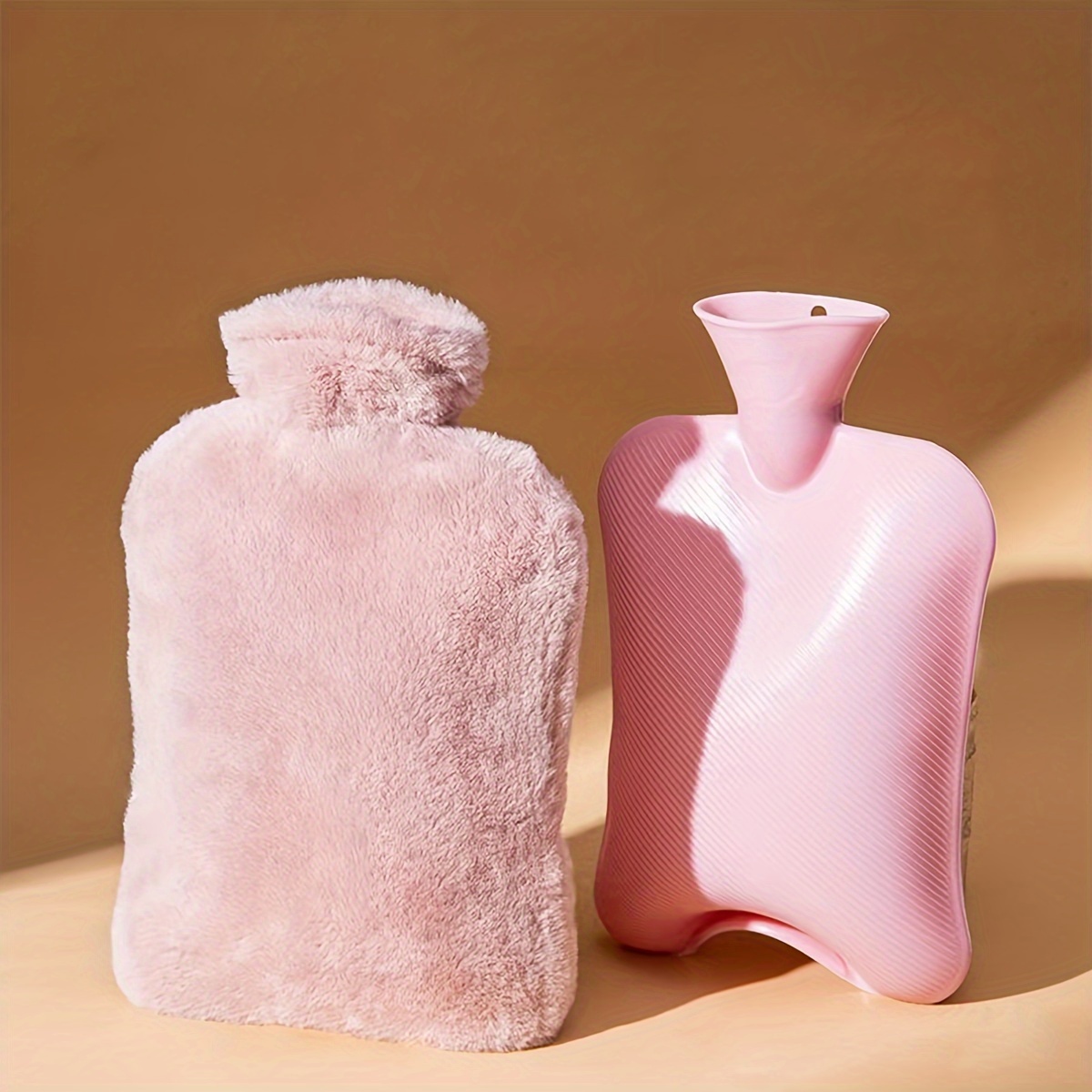 Warm Water Bag with Plush Cover for Cold Weather, Hand Warmer