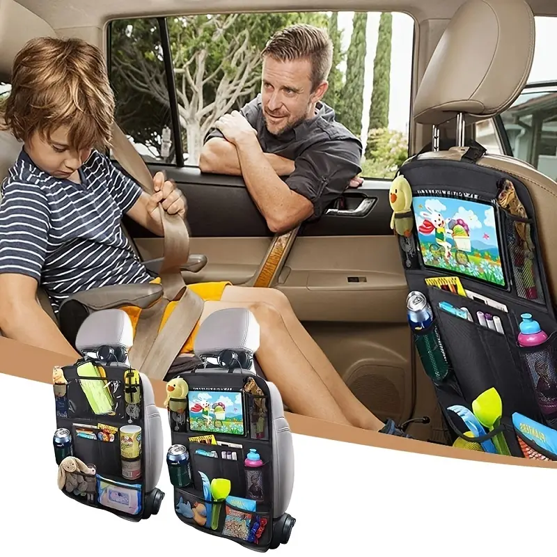 1 sac de rangement pour dossier de siège de voiture, pochette à suspendre  multi-poches, porte-tablette universel pour automobiles, accessoire d'intéri