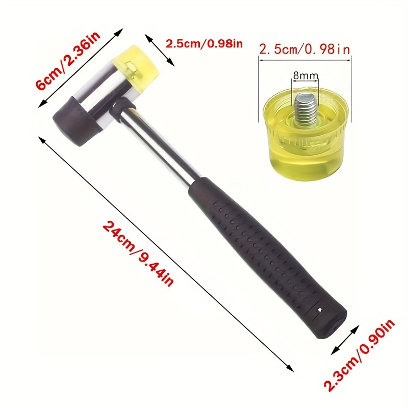 1PC Dual Head Plastic and Rubber Hammer Small Hammer Metal Mallet  Installation Hammer Repair Tools for Jewelry, Leather Crafts, Woodworking 