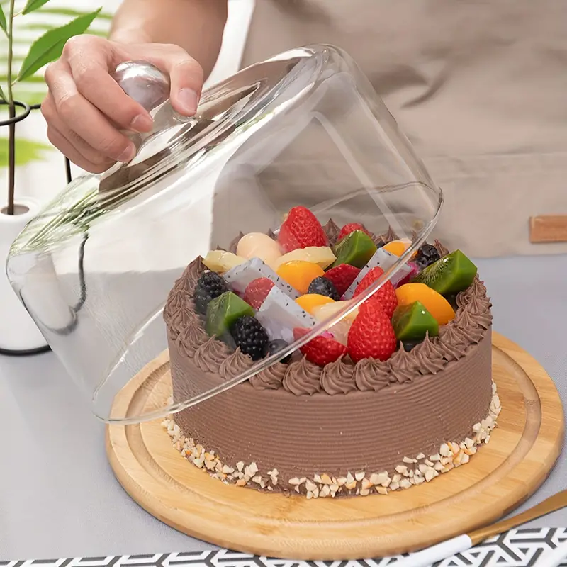 1 Set, Cake Pan With Dome Lid, Household Multifunctional Cake Tray Glass  Dust Cover Household Food Preservation Cover Dome Cake Stand, Can Be Used  For