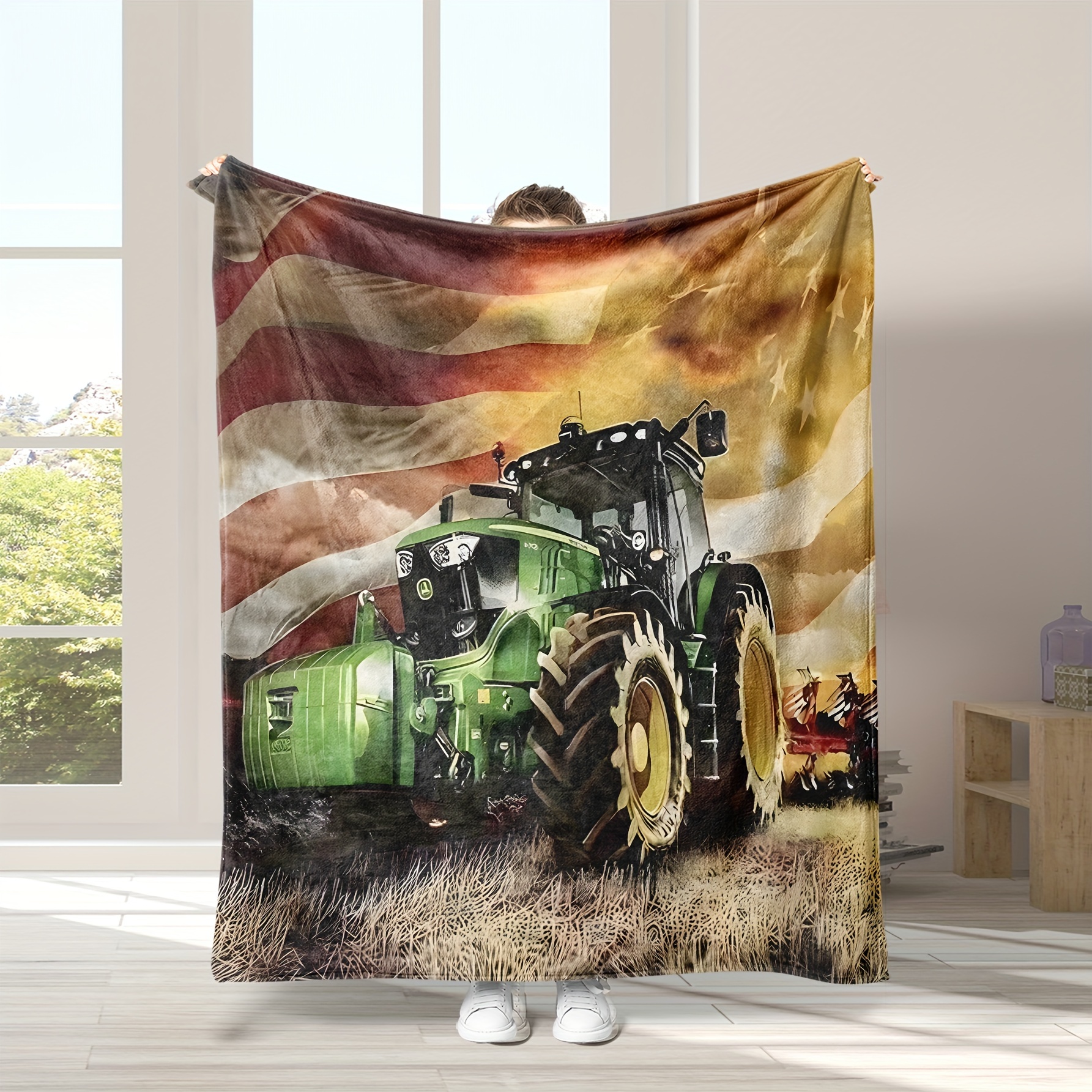Decke mit Auto-Traktor-LKW-Muster, weich für Betten, Sofabezug