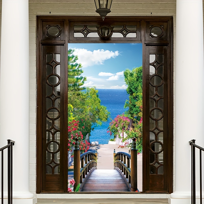 

1pc Landscape Door Decoration (35.4x70.8 Inch), Landscape Decoration Background, Suitable For Any Indoor Door Cover Banner Indoor Decoration Door Cover Photography Background Supplies