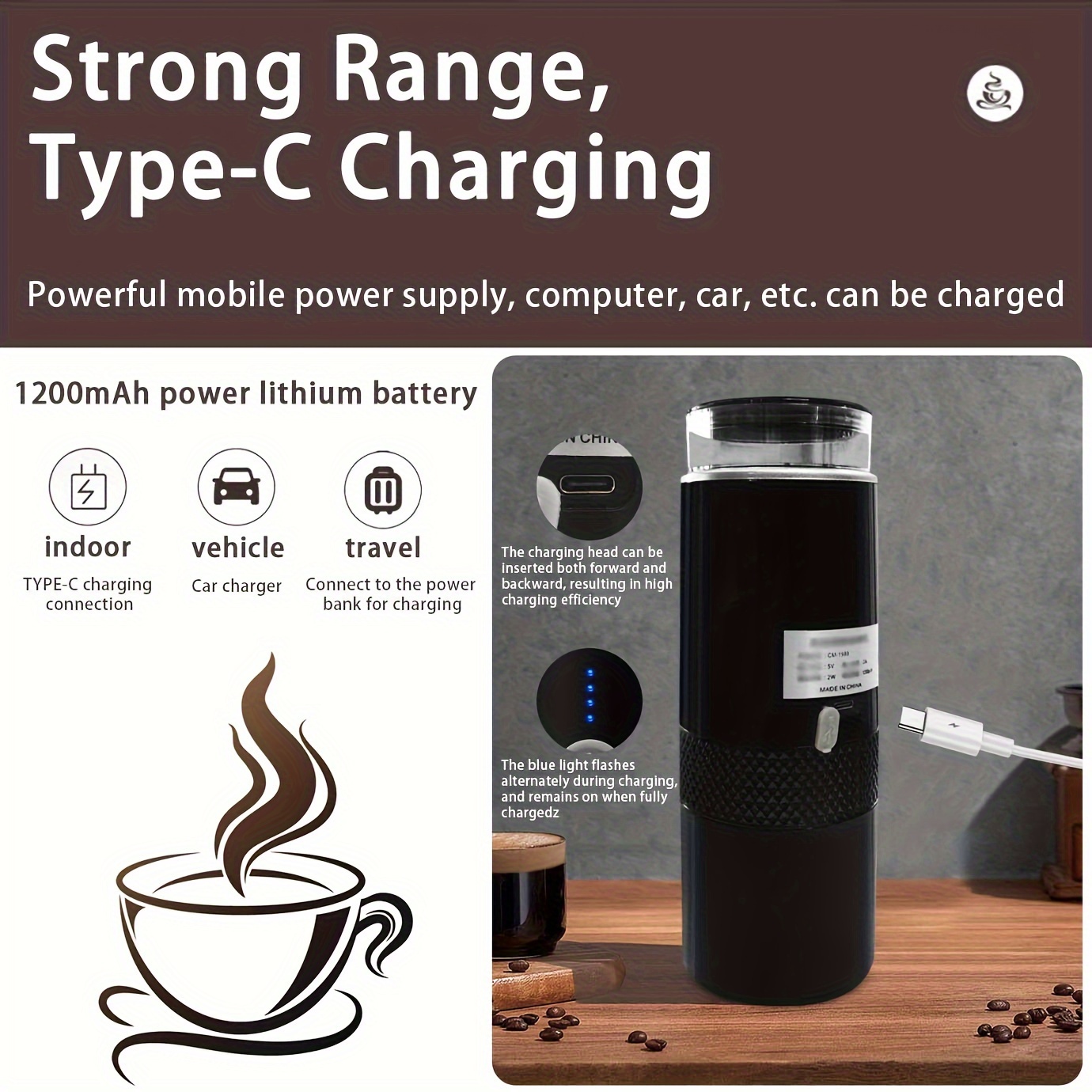 Portable Wireless Coffee Machine American Espresso Capsule Household Fully  Automatic Small Rechargeable Handheld Style.