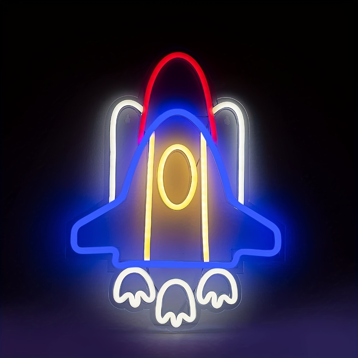 Rocket Neon Signs Big Space Ship Led Light Room Decor - Temu