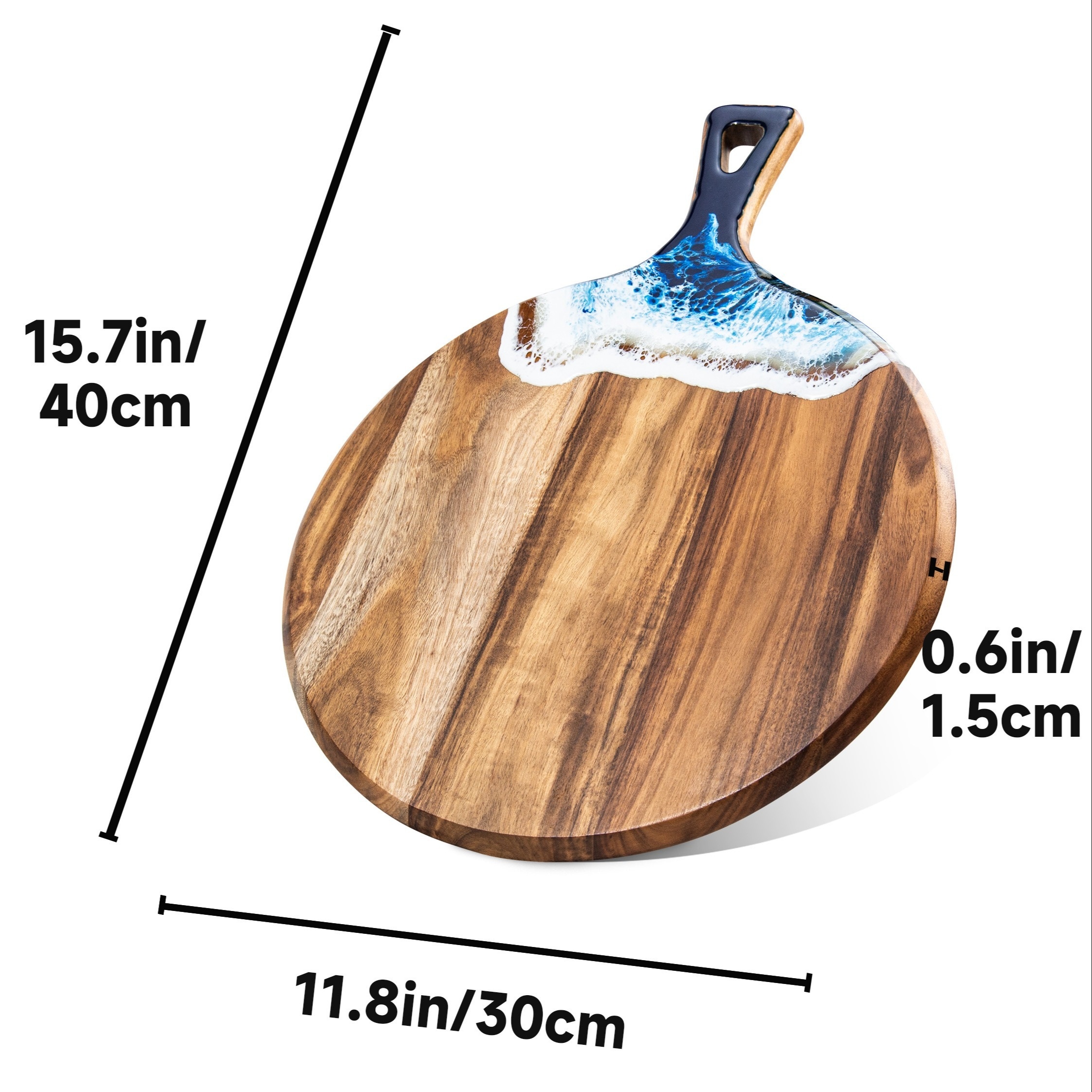 Round Wooden Cutting Board With Handle Pizza Peel Perfect - Temu