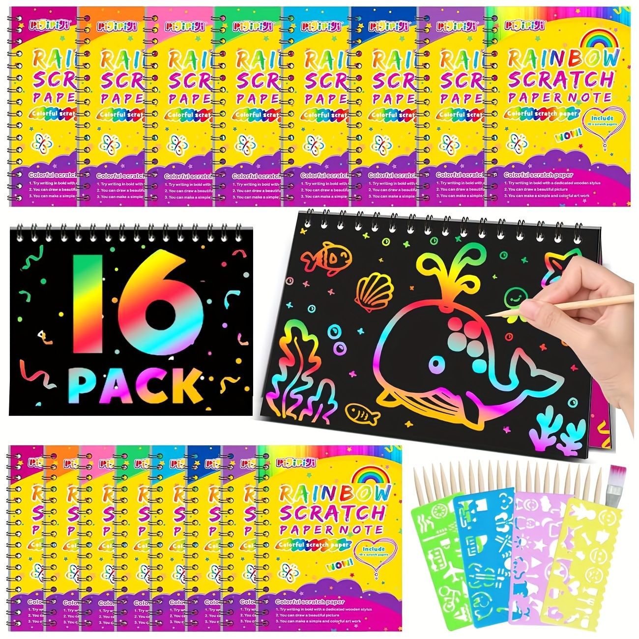 Scratch Art Craft Notes, 100 Rainbow Scratch Paper Art Stocking Stuffers  Party Favors For Kids Supplies Kit, Magic Scratch Cards Set Birthday Gifts  Toys For Girls Boys Halloween Christmas - Temu