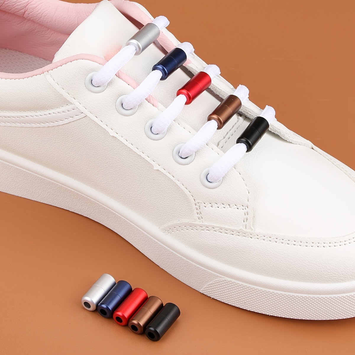 AHADERMAKER 80Pcs 2 Style Column Zinc Alloy Shoelace Buckle Connectors,  Capsule Shape No Tie Shoe Lace Tie Locks Clips Ends, Electrophoresis Black