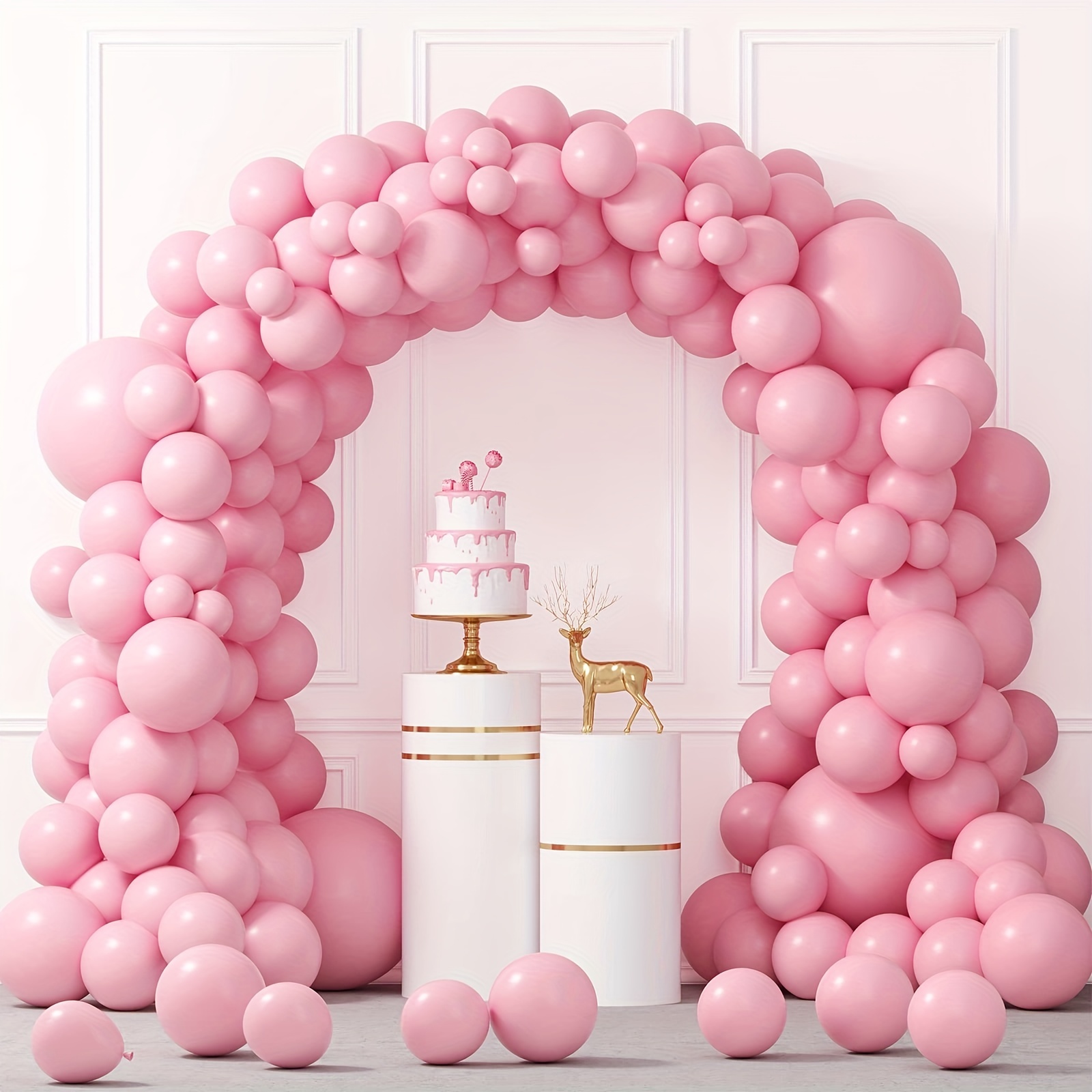 Guirnalda de globos de color rosa polvoriento de doble relleno, globos de  látex rosa rosa, kit de arco de globos rosa pastel para boda, baby shower