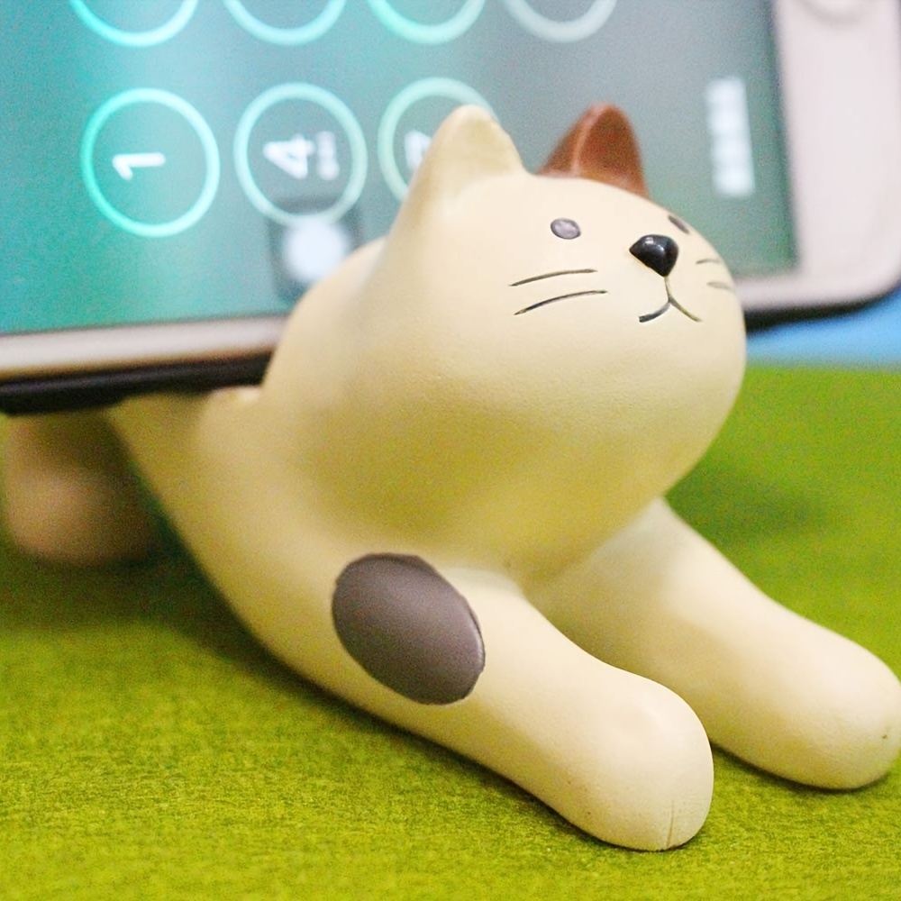 Cat Desktop Phone Holder Resin Ornament Cute Black White Cat - Temu