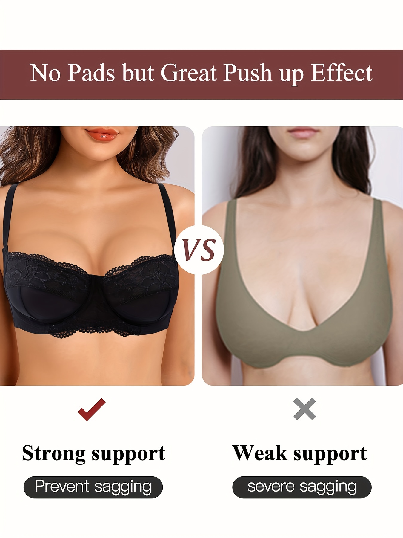 Contrast Lace Balconette Bra Comfy Breathable Push Unlined - Temu