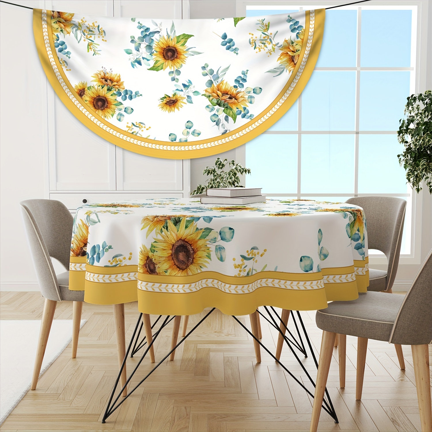 Large Flower Pattern Round Table Cloth