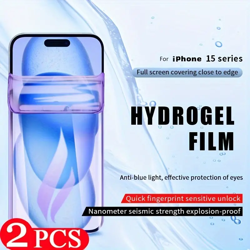 Film Hydrogel Anti-lumière Bleue, 2 Pièces, Pour IPhone 15/15 Pro/15  Plus/15 Pro Max/X/XS/XR/XS MAX/11/11 Pro/11 Pro Max, Couverture Complète  Souple