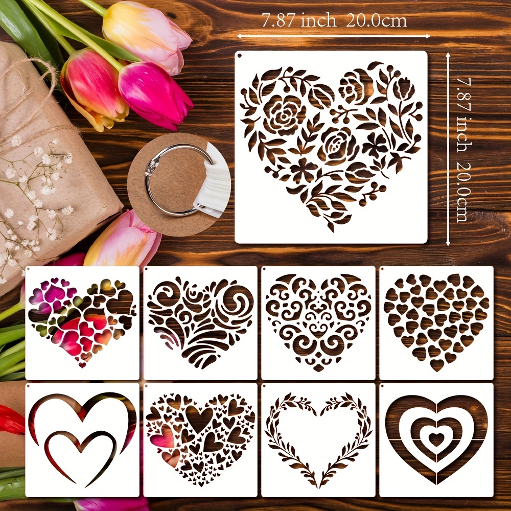  11 Pieces Heart Stencil, Reusable Heart Stencil Template  Plastic Stencils for Painting on Wood Wall Home Decor DIY Crafts : Arts,  Crafts & Sewing