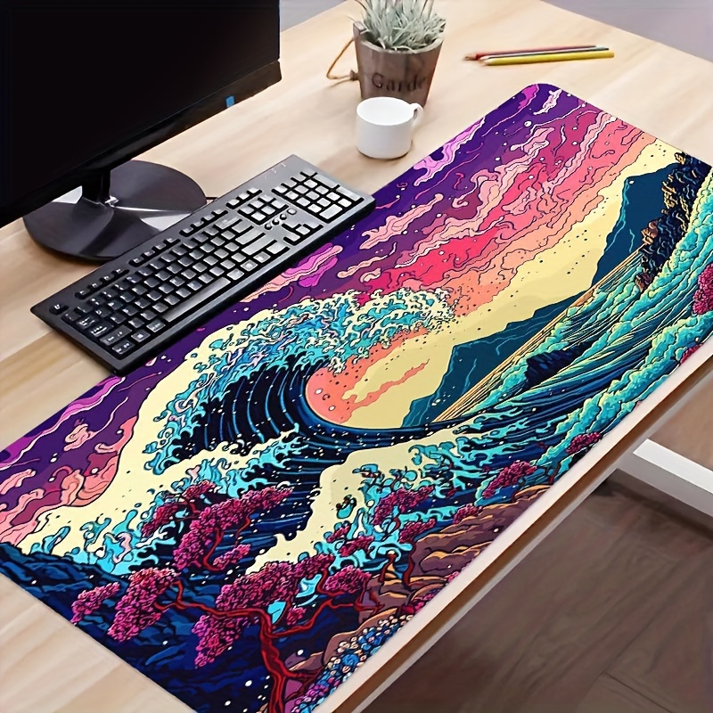 

Sea Wave Desk Mat Desk Pad Large Gaming Mouse Pad E-sports Office Keyboard Pad Computer Mouse Non-slip Computer Mat Gift For Halloween/thanksgiving/christmas/boyfriend/girlfriend