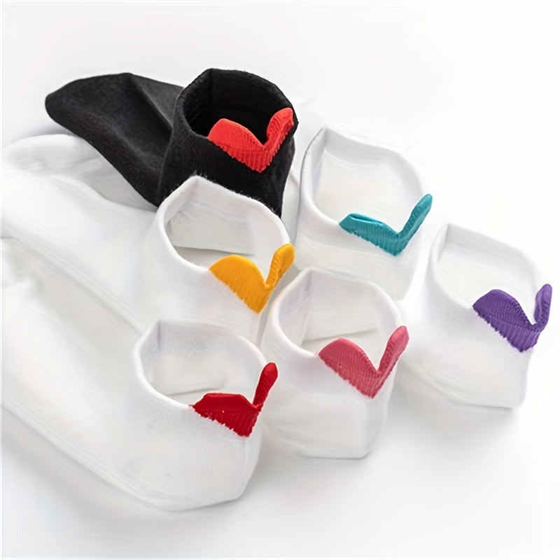 

6 Pairs Heart Pattern Socks, Soft & Lightweight Low Cut Ankle Socks, Women's Stockings & Hosiery