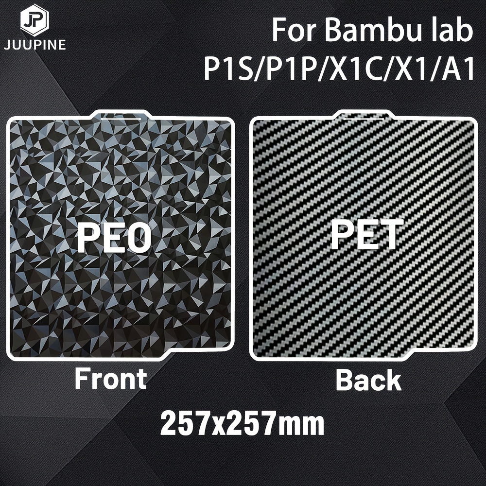 

Juupine Build Plate For Bambu Lab X1 X1c P1p A1 P1s 3d Printer, Double Sided Peo+pet Plate, Magnetic Spring Steel Sheet Pet Carbon Build Plate For Bambulabs P1s P1p X1c A1 Upgrade Bed