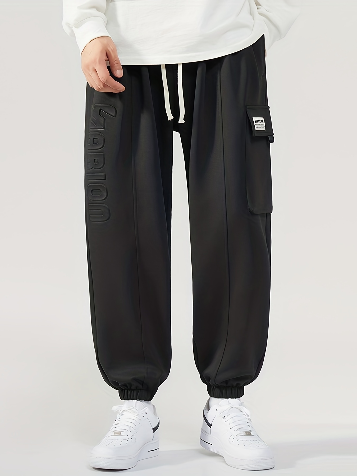 Grey Flap Pockets Cargo Pants Elastic Waist Straight Legs - Temu United  Kingdom