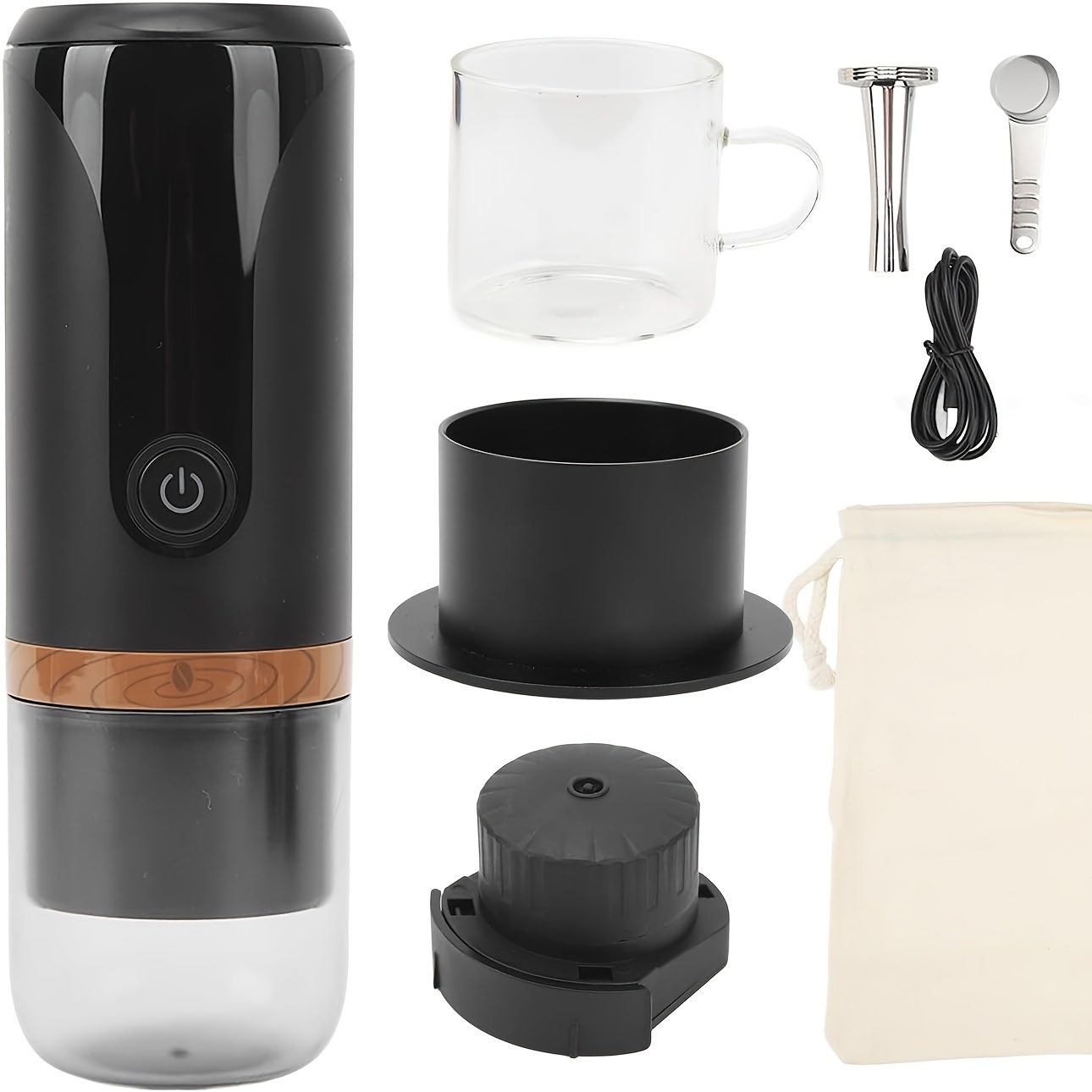 Cafetera Espresso portátil 2 en 1, máquina de café eléctrica recargable,  compatible con cápsulas Nespresso, Café en polvo para coche y viaje