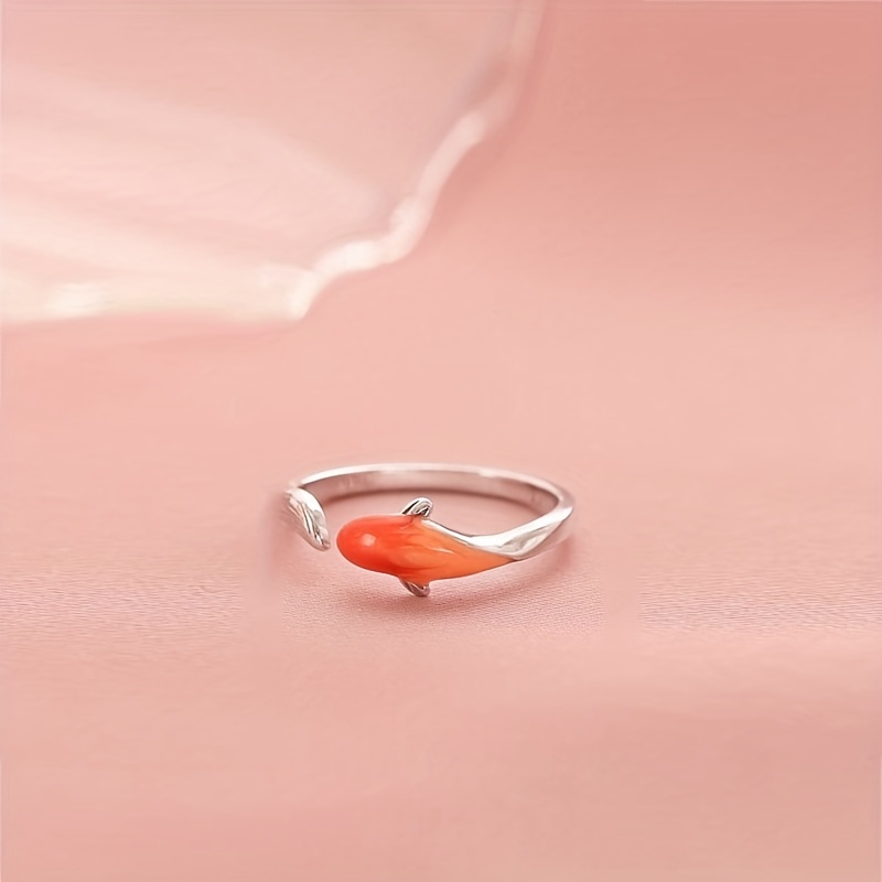 Retro Koi Enamel Colored Adjustable Ring, Unisex