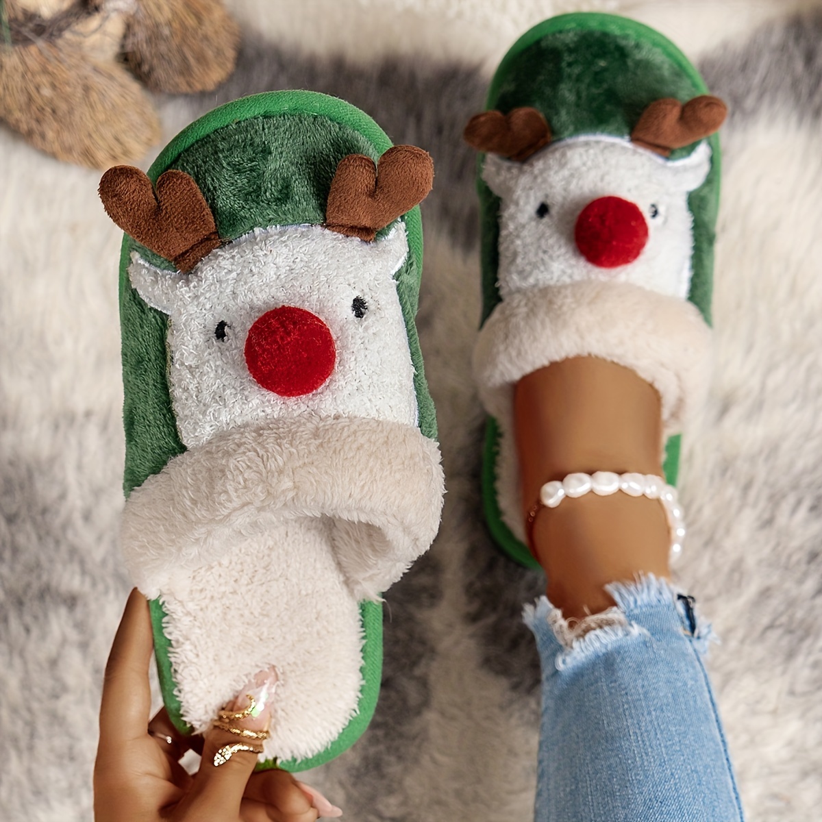 Womens novelty christmas on sale slippers