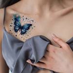 A Piece Of Charm Blue Butterfly Tattoo Sticker Temporary Tattoo Color Waterproof Non-reflective Tattoo Color Fake Tattoo Sticker For Girls Corsage Arm