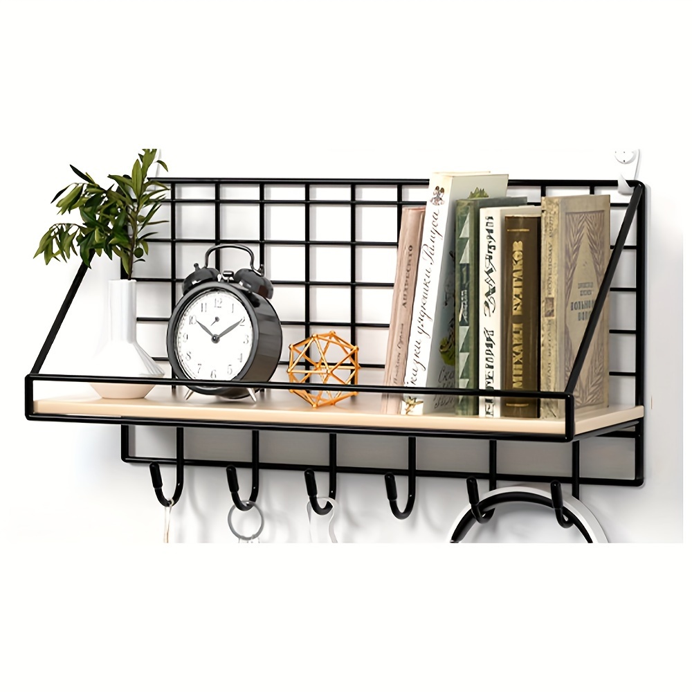 1pc Metal Wrought Iron Bathroom Shelf, Wall Hanging Kitchen