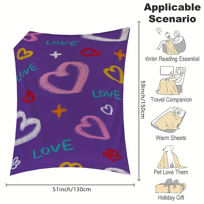 Love Print Blanket Flannel Blanket Soft Warm Throw Blanket - Temu Canada