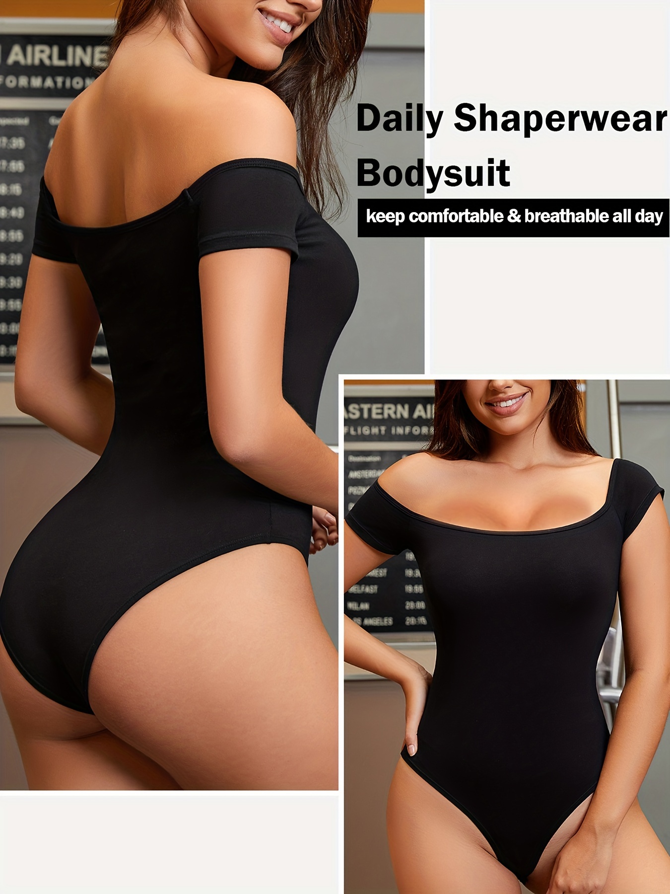 Eixyhueg Body Suits for Womens Neck Short Sleeve Bodysuit Tops Yoga Tummy  Control Jumpsuit(Black - ShopStyle Shapewear