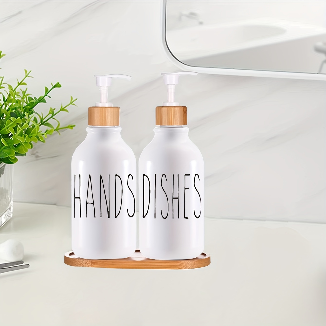 Soap Dispenser Set With Tray - Empty Refillable Hand And Dish Soap Dispenser  For Farmhouse Bathroom And Kitchen Decor - Temu