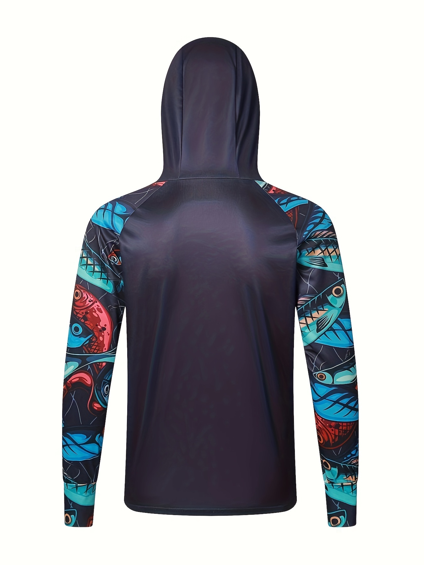 Men's Raglan Sleeve Fish Pattern Zipper Hooded Jacket Anti - Temu