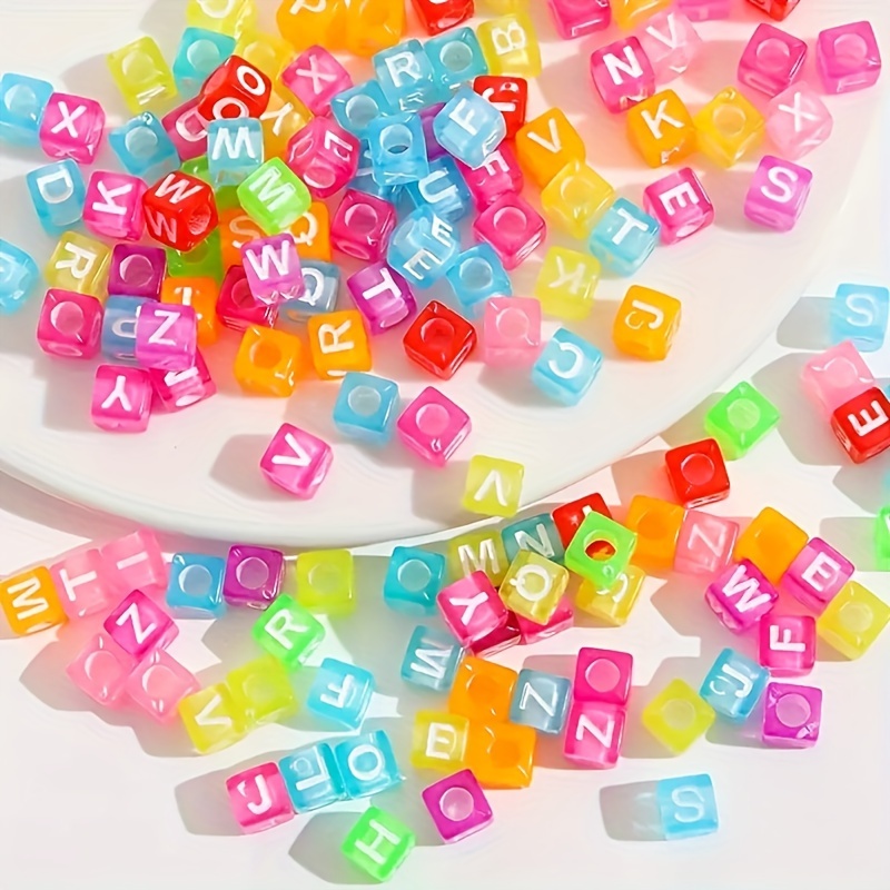 

300pcs Mixed Colorful Letter Beads Square Acrylic Loose Beads For Jewelry Making Diy Handmade Bracelet Necklace Other Accessories Small Business Supplies Gifts