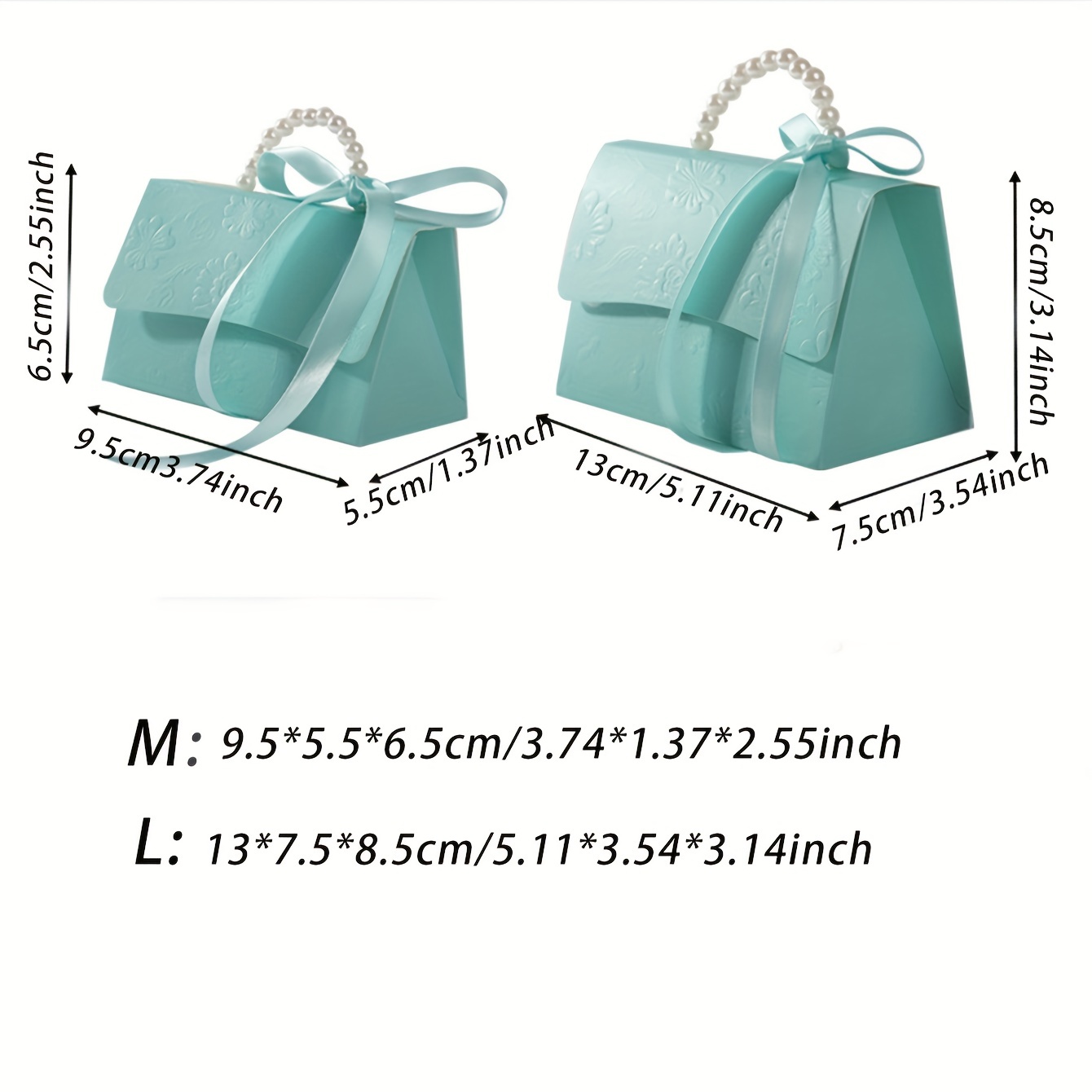 Blue Favor Bags With Pearl Handles 