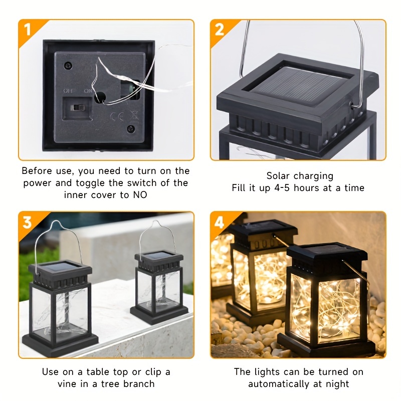 Portable Lantern Outdoor Table Lamp with Solar Panel