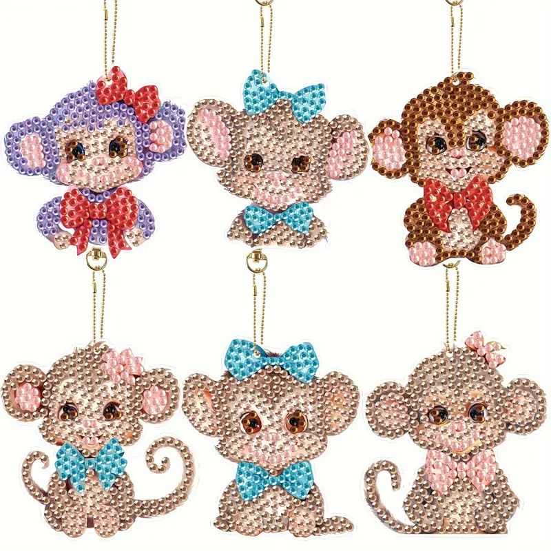 Monkeys Diamond Painting Keychains Kits Diamond Art - Temu