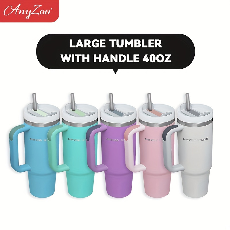 Anyzoo Stainless Steel Tumbler With Lid And Straw - Temu