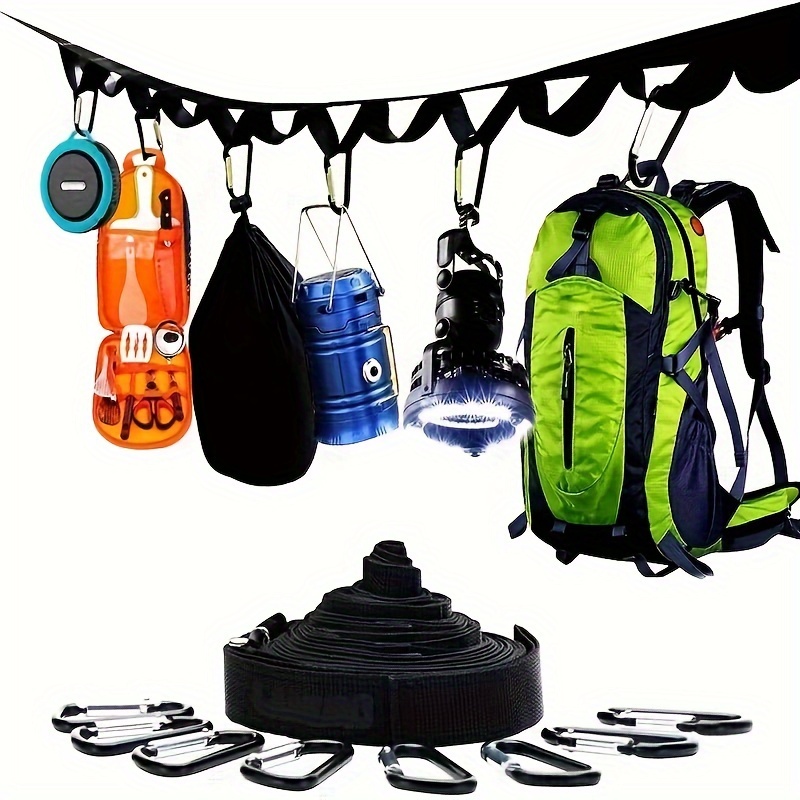 1 Set Storage Strap With 19pcs Buckles, Hanging Camping Gear Essentials,  Tree Camping Rope For Outdoor Tent Accessories, Camping Hiking Gadgets  Access
