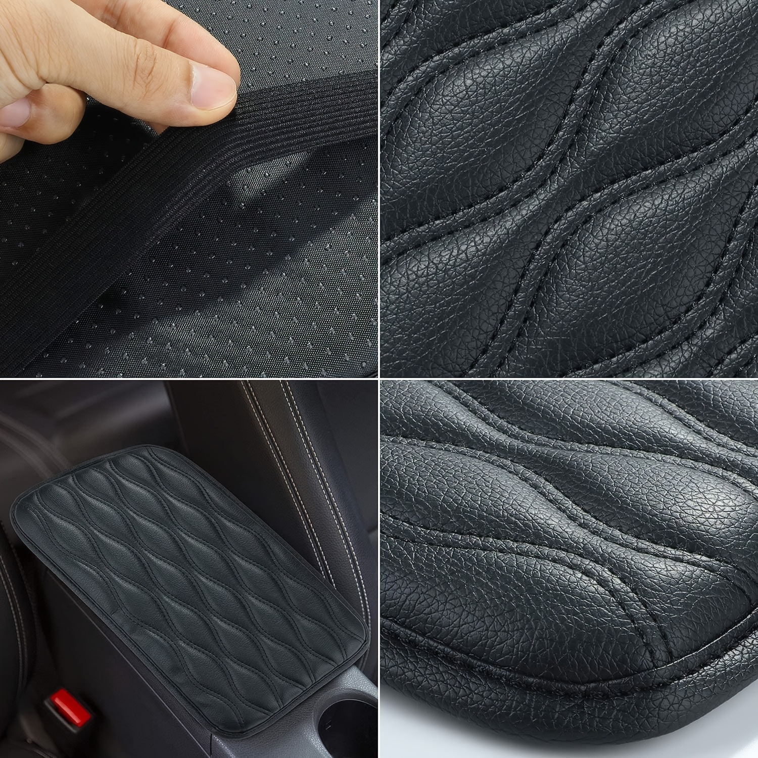 Amiss Car Center Console Pad, Universal Waterproof Car Armrest Seat Box  Cover, Car Interior Accessories, Carbon Fiber PU Leather Auto Armrest Cover